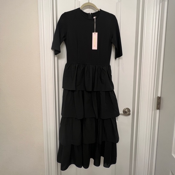 JessaKae | Dresses | Brand New Jessakae Paris Black Layered Ruffle Midi ...